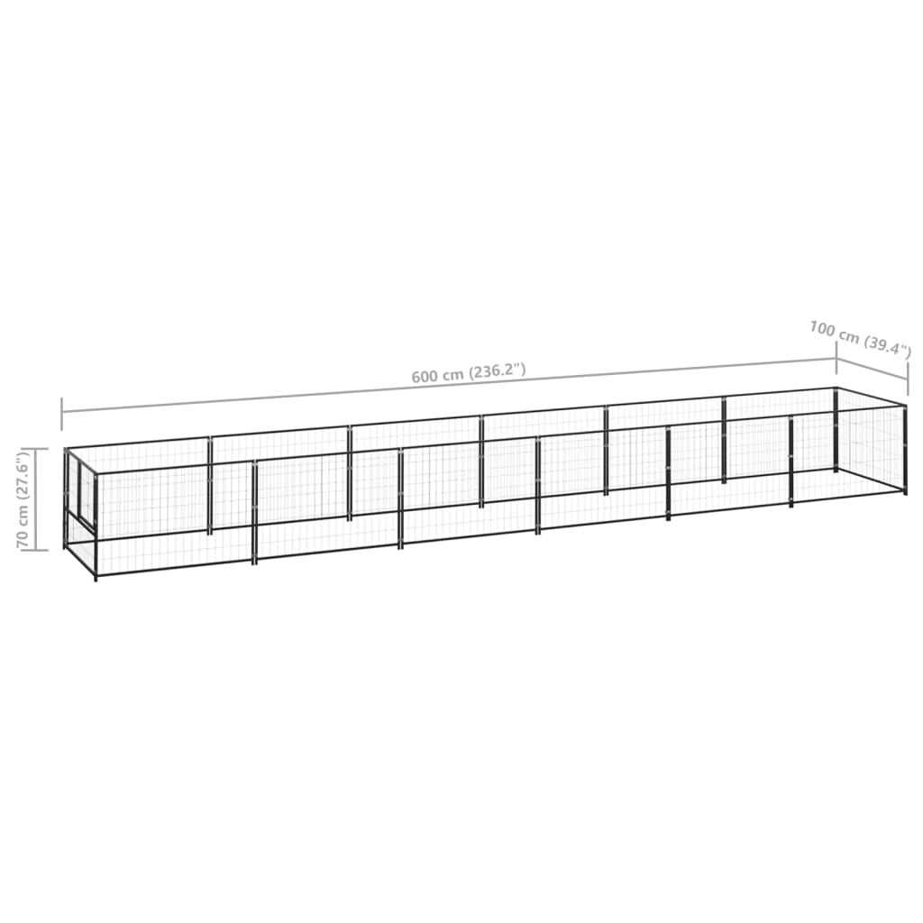 Canil para cães 6 m² aço preto