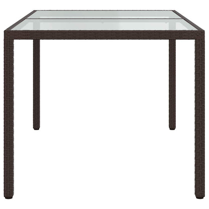 Mesa de jardim 150x90x75 cm vidro temperado e vime PE castanho