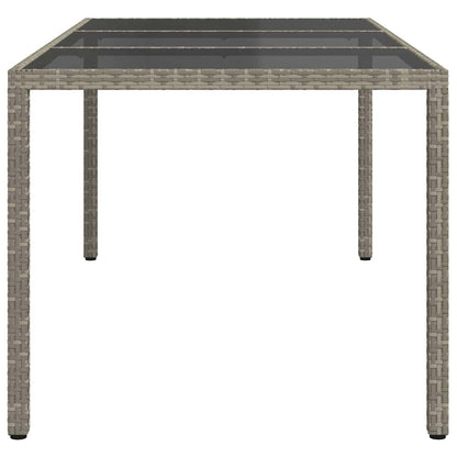 Mesa de jardim 190x90x75 cm vidro temperado e vime PE cinzento