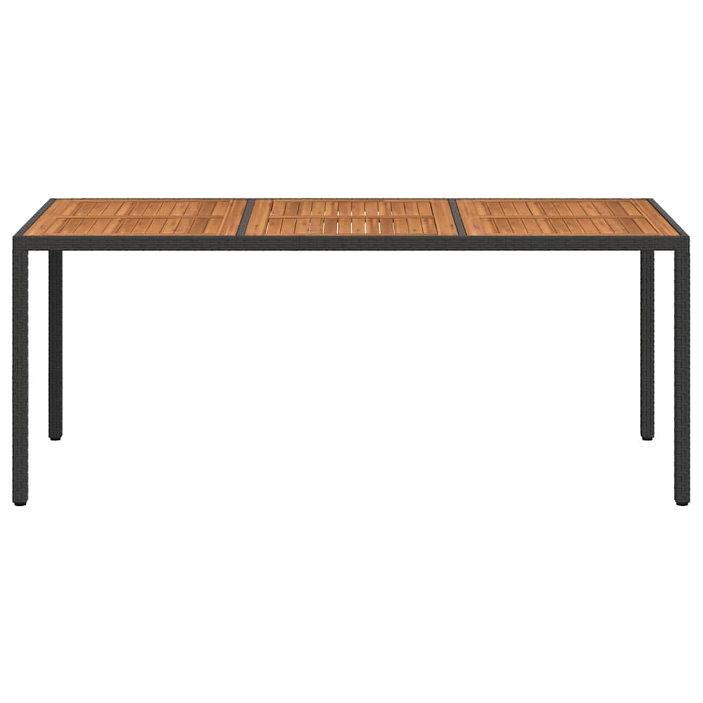 Mesa de jardim 190x90x75 cm vime PE e acácia maciça preto