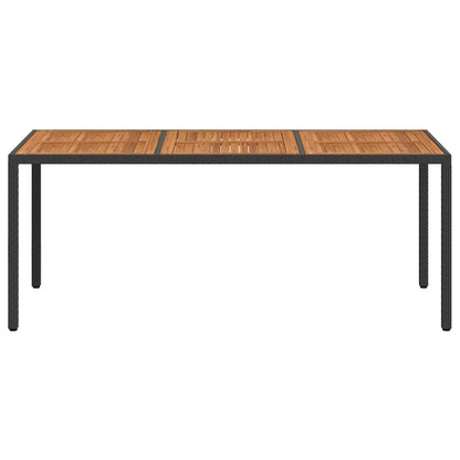 Mesa de jardim 190x90x75 cm vime PE e acácia maciça preto