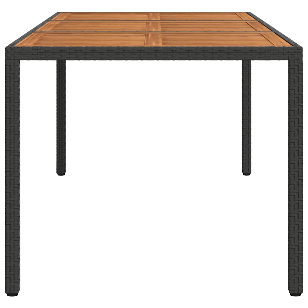 Mesa de jardim 190x90x75 cm vime PE e acácia maciça preto
