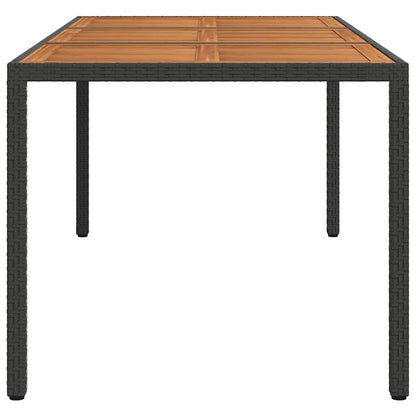 Mesa de jardim 190x90x75 cm vime PE e acácia maciça preto