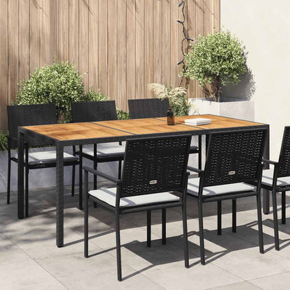 Mesa de jardim 190x90x75 cm vime PE e acácia maciça preto