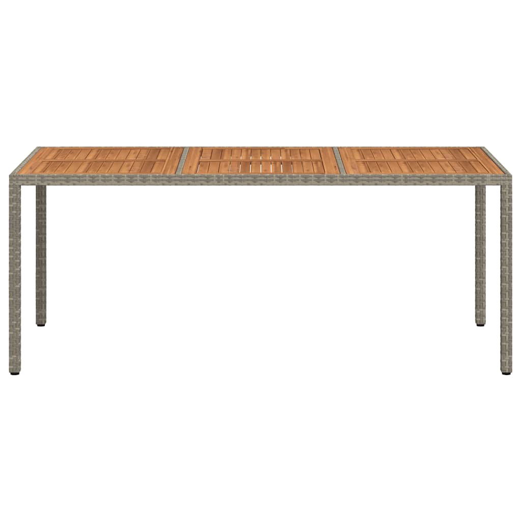 Mesa de jardim 190x90x75 cm vime PE e acácia maciça cinzento
