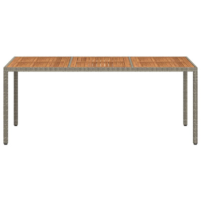 Mesa de jardim 190x90x75 cm vime PE e acácia maciça cinzento