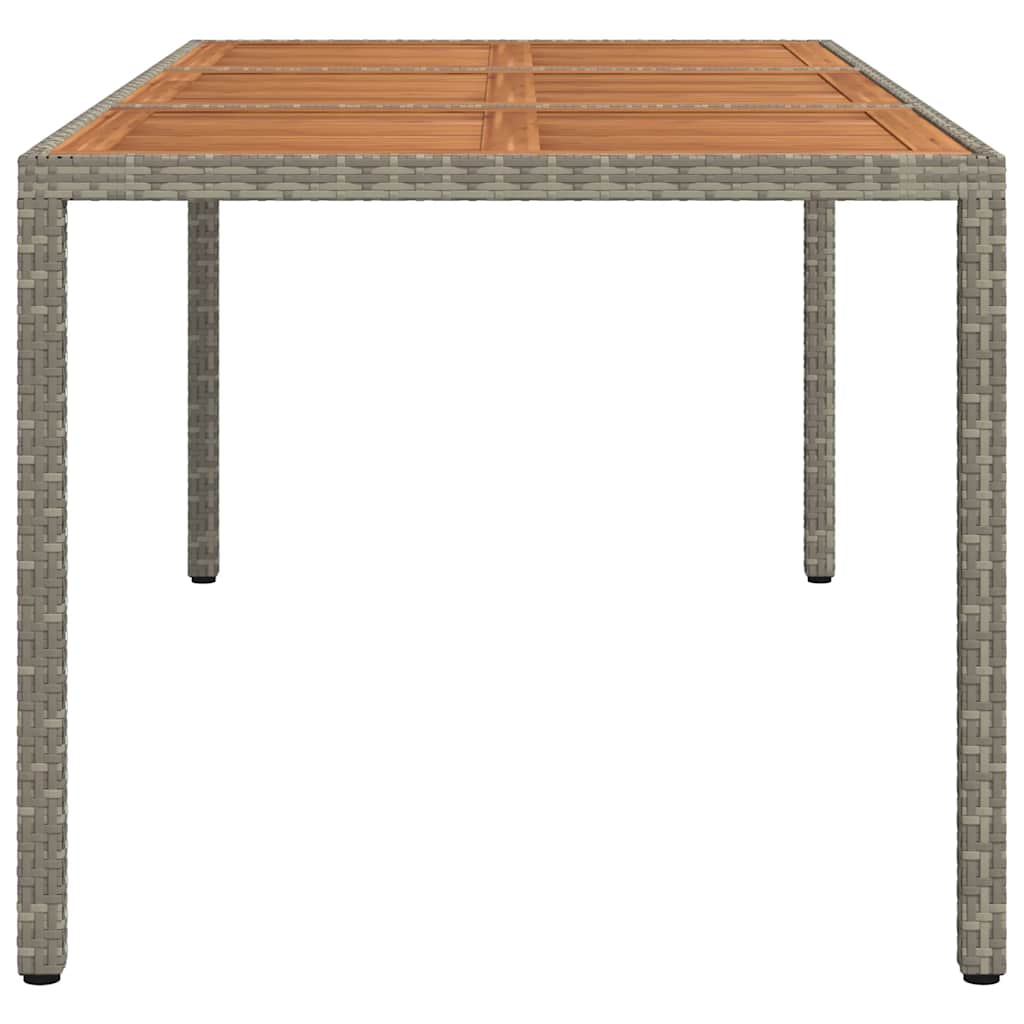 Mesa de jardim 190x90x75 cm vime PE e acácia maciça cinzento