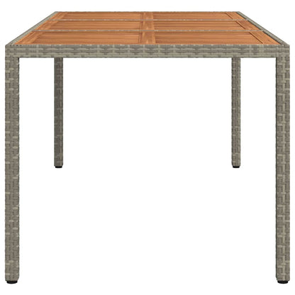 Mesa de jardim 190x90x75 cm vime PE e acácia maciça cinzento