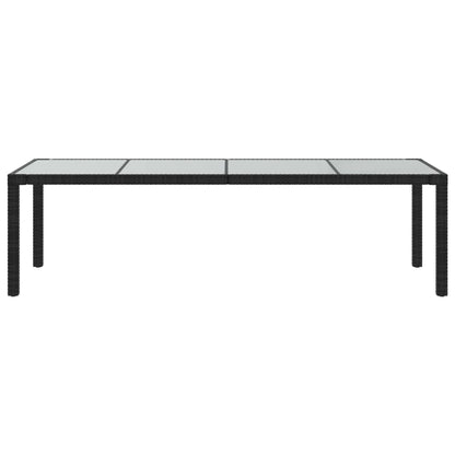 Mesa de jardim 250x100x75 cm vidro temperado e vime PE preto