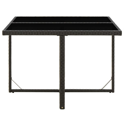 Mesa de jardim 109x107x74 cm vime PE e vidro preto