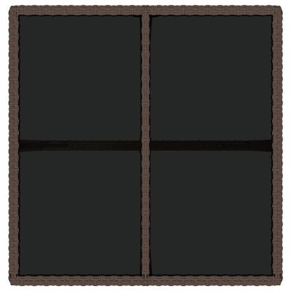 Mesa de jardim 109x107x74 cm vime PE e vidro castanho