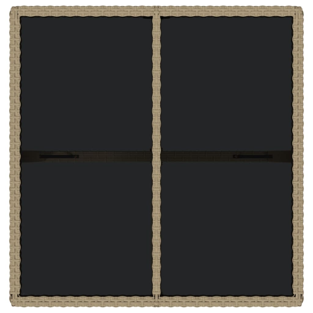 Mesa de jardim 109x107x74 cm vime PE e vidro bege