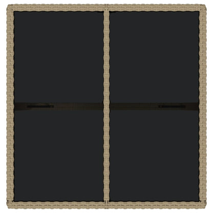 Mesa de jardim 109x107x74 cm vime PE e vidro bege