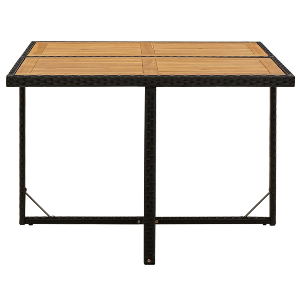 Mesa de jardim 109x107x74 cm vime PE e acácia maciça preto