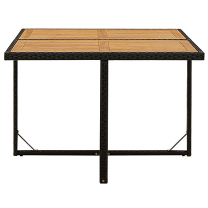 Mesa de jardim 109x107x74 cm vime PE e acácia maciça preto