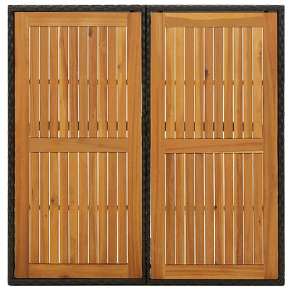 Mesa de jardim 109x107x74 cm vime PE e acácia maciça preto