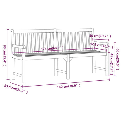 Banco de jardim 180 cm madeira de acácia maciça