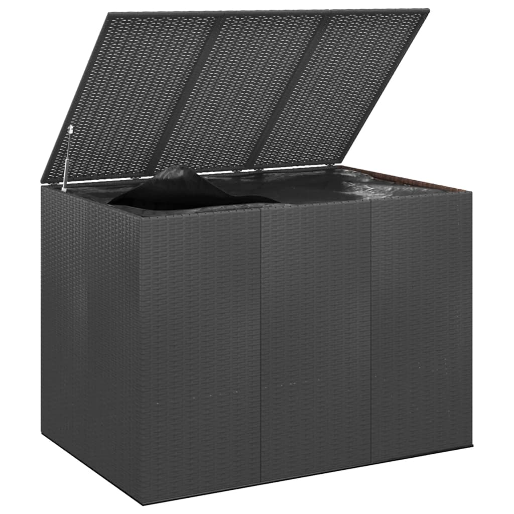 Caixa para almofadões de jardim 145x100x103 cm vime PE preto