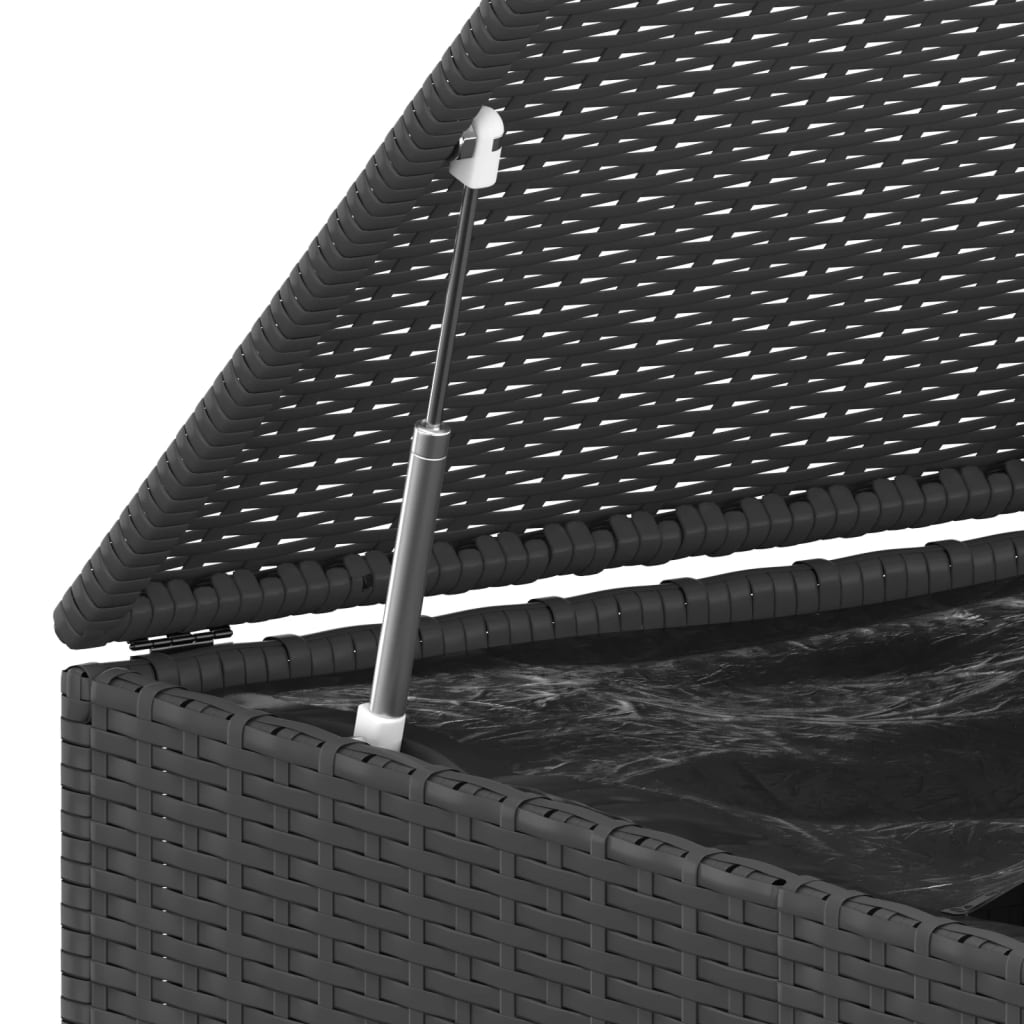 Caixa para almofadões de jardim 145x100x103 cm vime PE preto