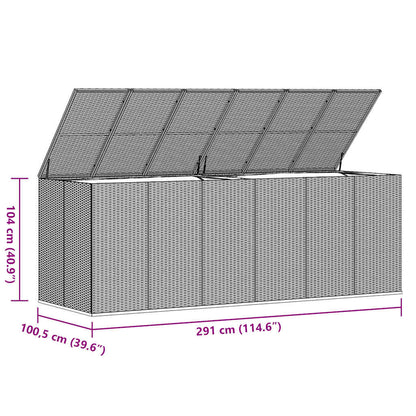 Caixa p/ almofadões de jardim 291x100,5x104 cm vime PE cinzento