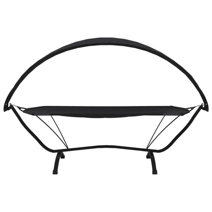 Espreguiçadeira exterior c/ toldo aço e tecido oxford preto