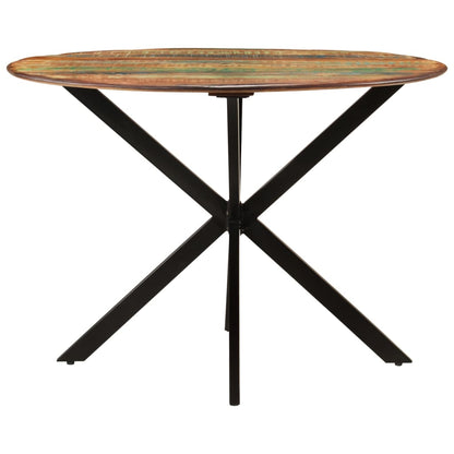 Mesa de jantar Ø110x78 cm madeira recuperada maciça e aço