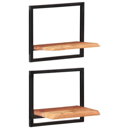 Prateleiras de parede 2 pcs 40x24x35 cm acácia maciça e aço