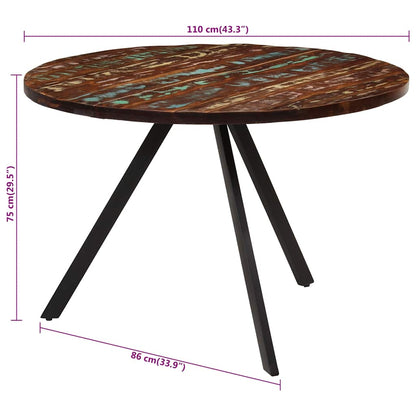 Mesa de jantar 110x75 cm madeira recuperada maciça