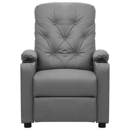 Poltrona reclinável couro artificial cinzento