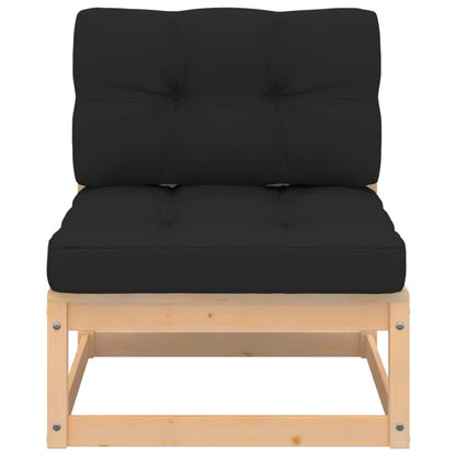 3 pcs conjunto lounge de jardim c/ almofadões pinho maciço