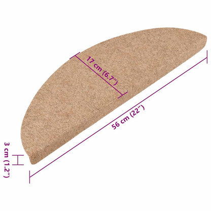 Tapetes de escada adesivos 15 pcs 56x17x3 cm bege
