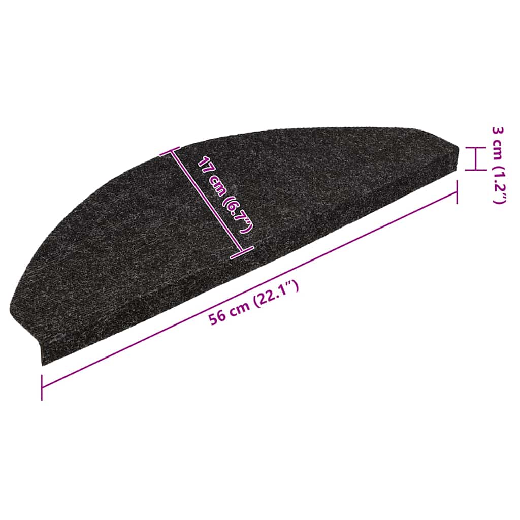 Tapetes de escada adesivos 15 pcs56x17x3 cm preto