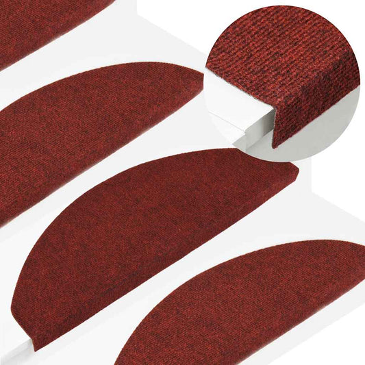 Tapetes de escada autoadesivos 15 pcs 65x22,5x3,5 cm vermelho