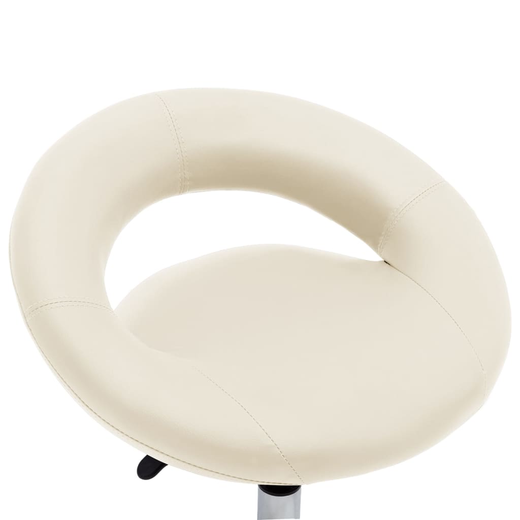 Cadeira de jantar giratória couro artificial cor creme