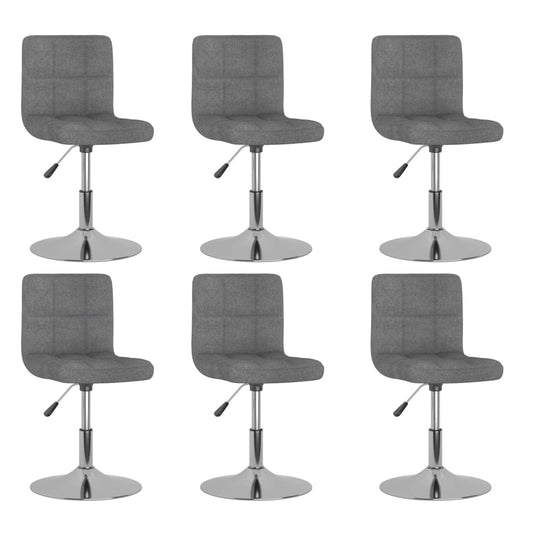 Cadeiras de jantar giratórias 6 pcs tecido cinzento-claro