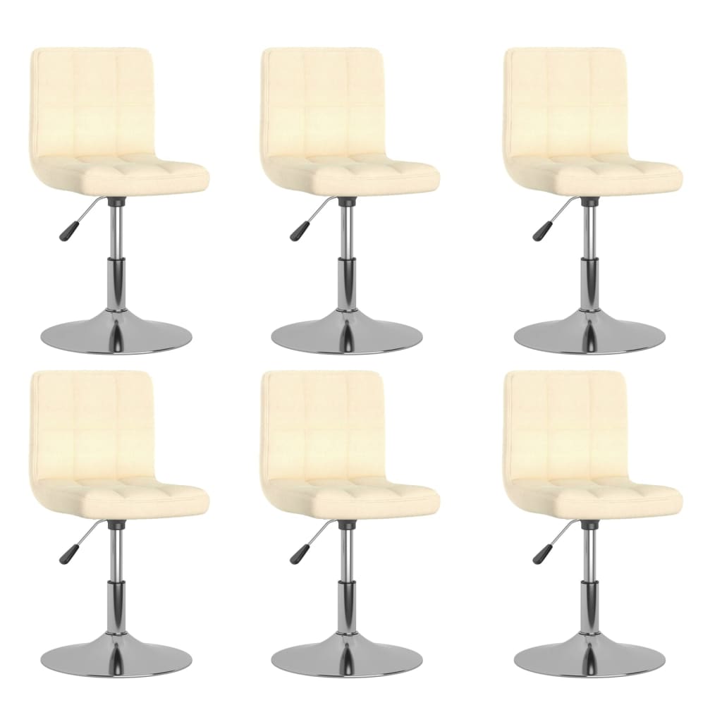 Cadeiras de jantar giratórias 6 pcs tecido cor creme
