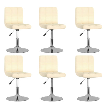 Cadeiras de jantar giratórias 6 pcs tecido cor creme