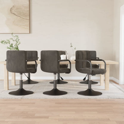 Cadeiras de jantar giratórias 6 pcs veludo cinzento-escuro