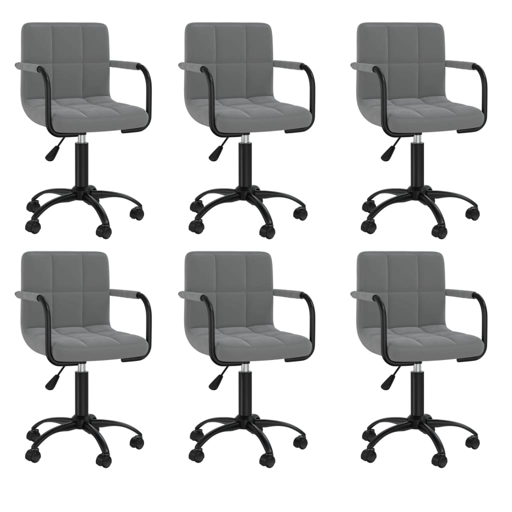 Cadeiras de jantar giratórias 6 pcs veludo cinzento-escuro