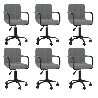 Cadeiras de jantar giratórias 6 pcs veludo cinzento-escuro