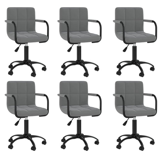 Cadeiras de jantar giratórias 6 pcs veludo cinzento-escuro