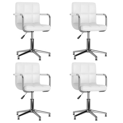 Cadeiras de jantar giratórias 4 pcs couro artificial branco