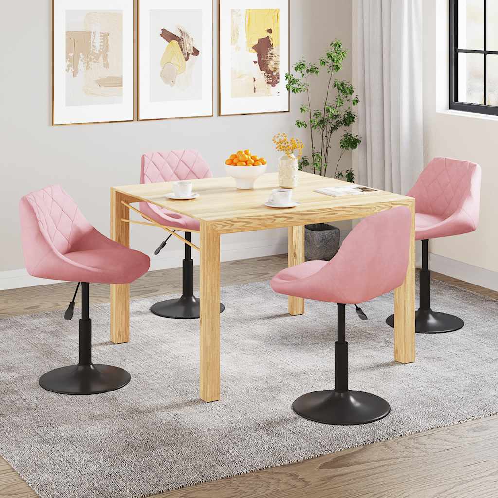 Cadeiras de jantar giratórias 4 pcs veludo rosa