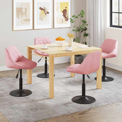 Cadeiras de jantar giratórias 4 pcs veludo rosa