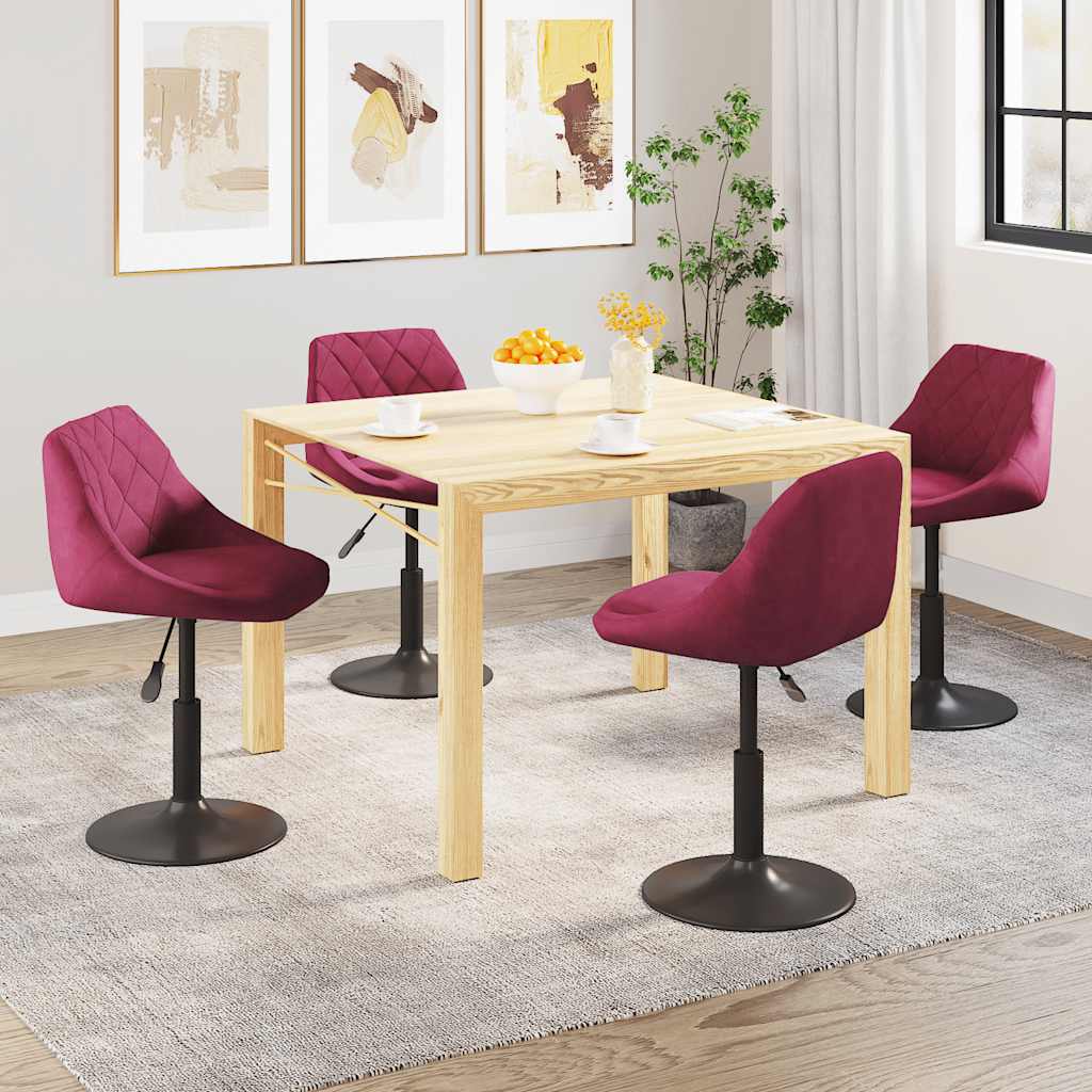 Cadeiras de jantar giratórias 4 pcs veludo vermelho tinto