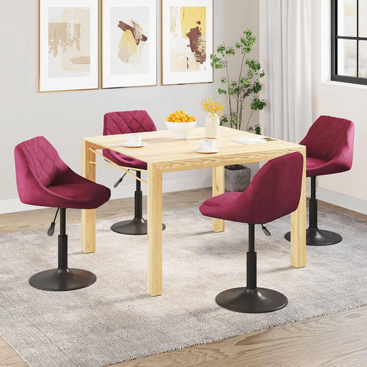 Cadeiras de jantar giratórias 4 pcs veludo vermelho tinto