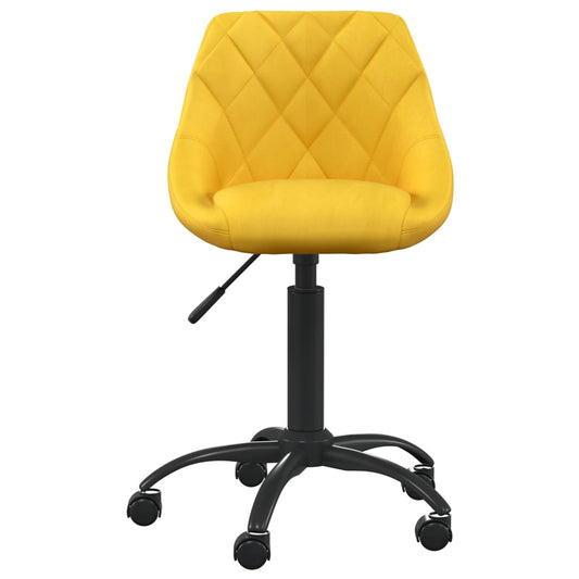 Cadeira de escritório veludo amarelo mostarda