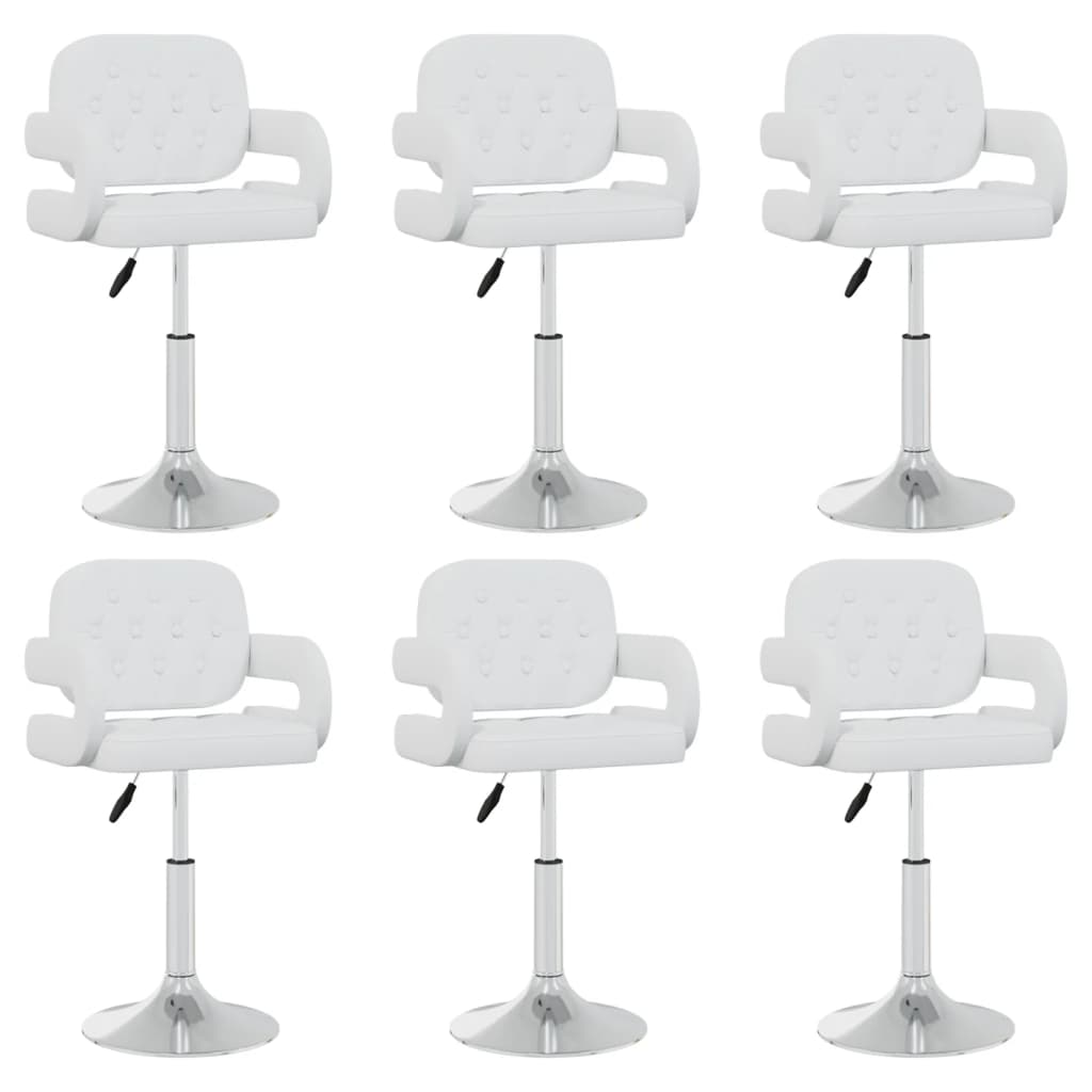 Cadeiras de jantar giratórias 6 pcs couro artificial branco