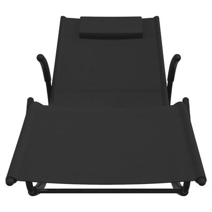 Espreguiçadeira baloiço aço e textilene preto