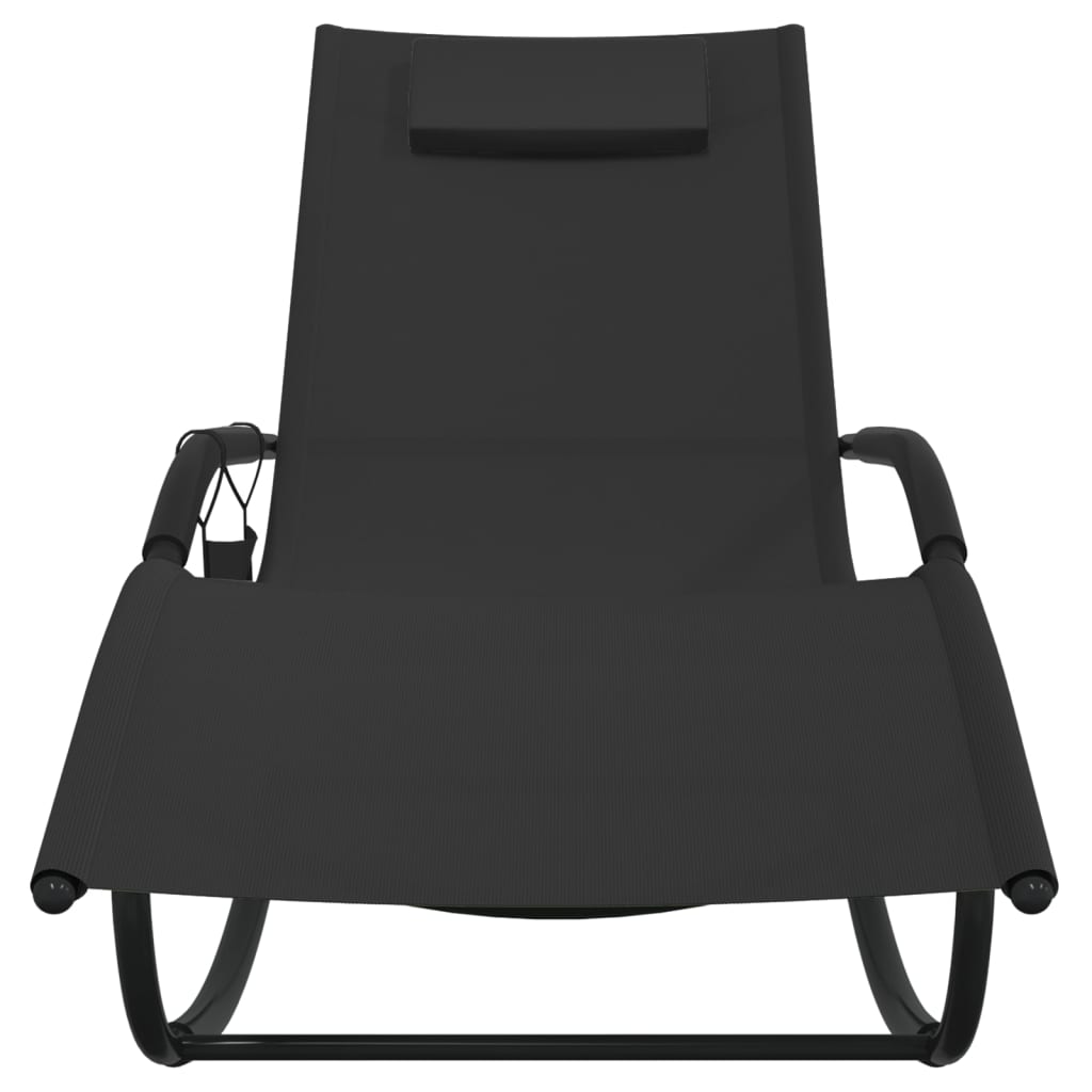 Espreguiçadeira baloiço aço e textilene preto